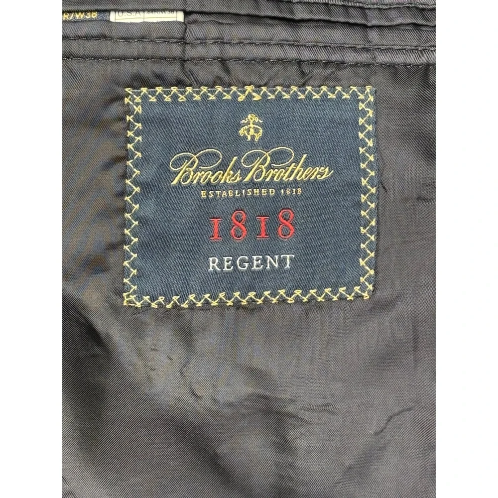Brooks Brothers 1818 Regent Blue Glen‎ Plaid Wool Blazer Sport 44R Mens Made USA